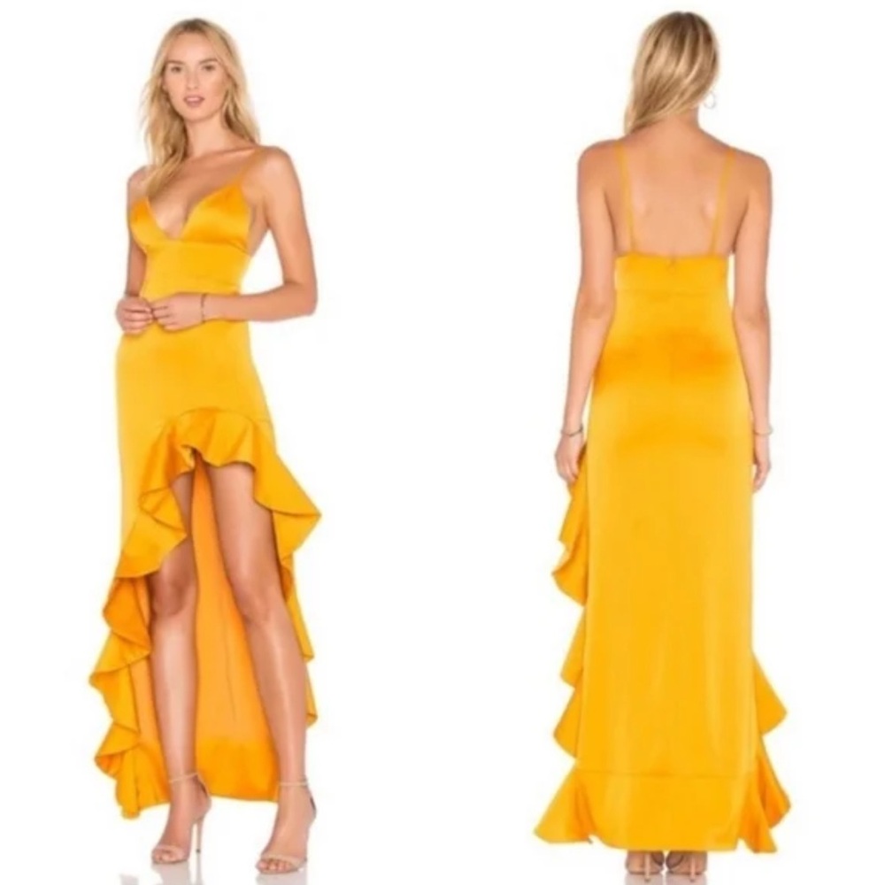 Lovers + Friends Aahmani Gown Sunset Orange High Low Ruffle Dress‎ Size XL